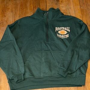 Dark‎ Green Half-Zip Football Sweatshirt cropped L